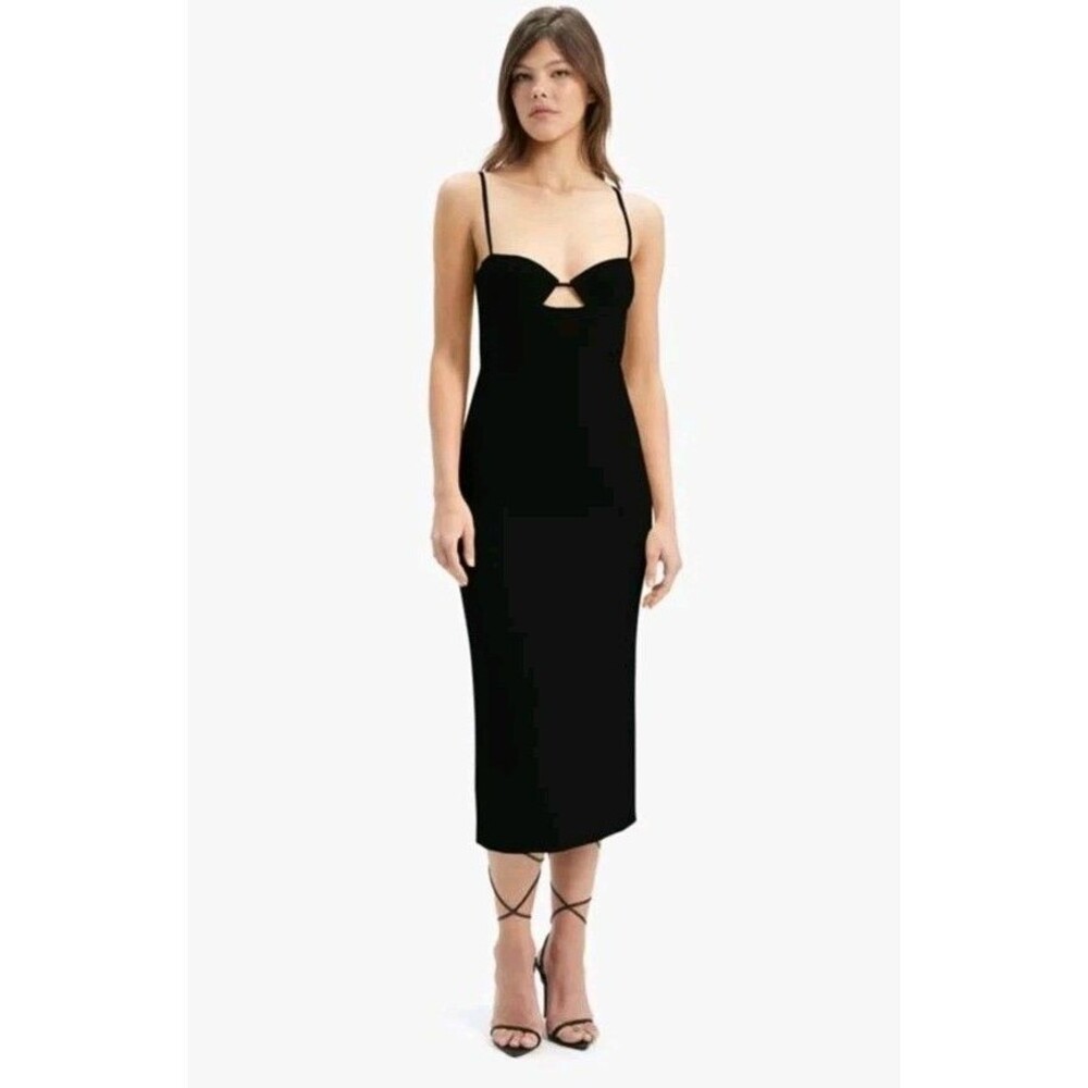 Bardot Vienna Bustier Midi Dress Black Classic Size 6/Medium Sexy Valentine's - Picture 2 of 14